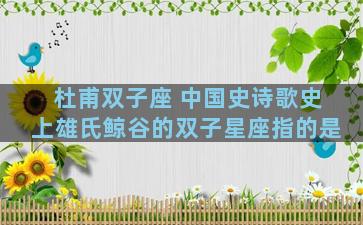 杜甫双子座 中国史诗歌史上雄氏鲸谷的双子星座指的是